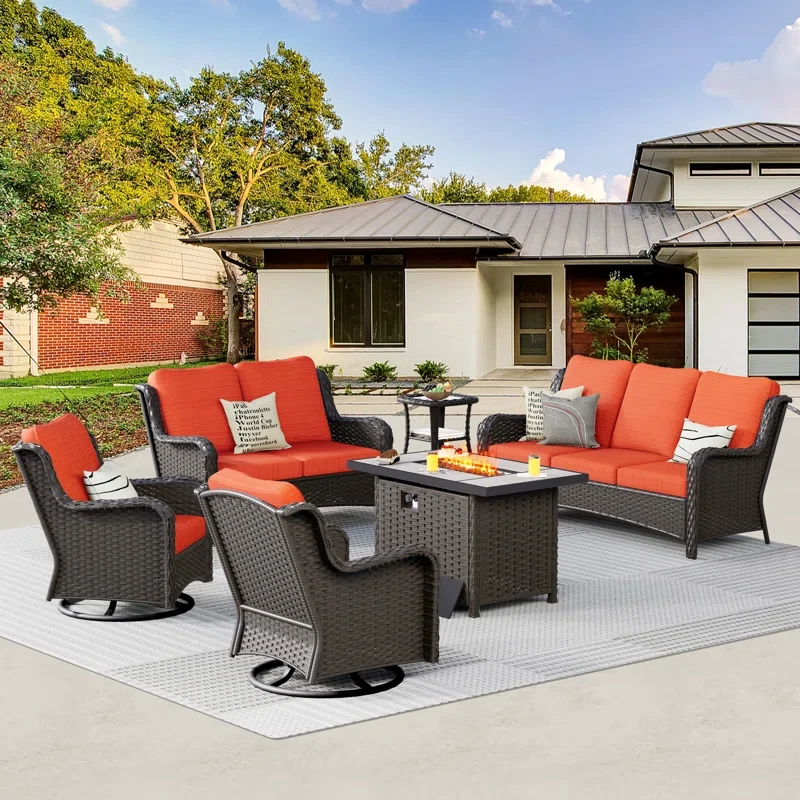 25.2" H x 42.13" W x 25.98" D 8 - Person Outdoor Seating Group with Cushions