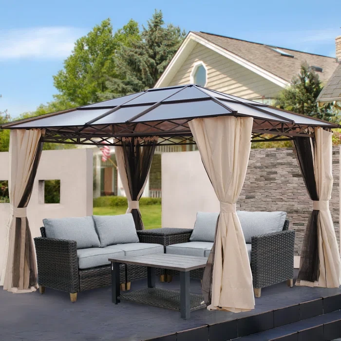 12 Ft. W x 10 Ft. D Hardtop Metal Patio Gazebo