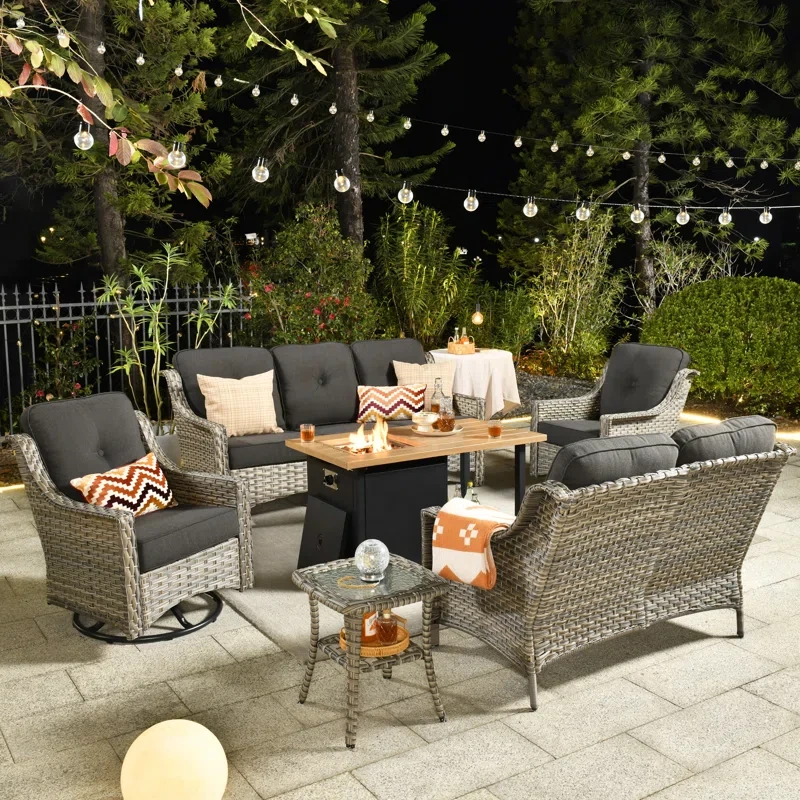 Elysha 7 - Person Outdoor Seating Group with Cushions