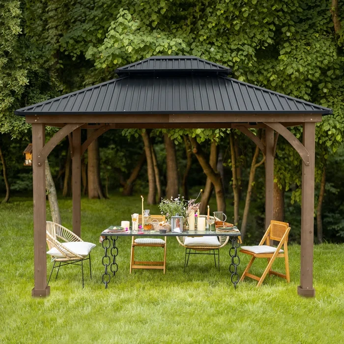 12 Ft. W X 10 Ft. D Solid Wood Patio Gazebo