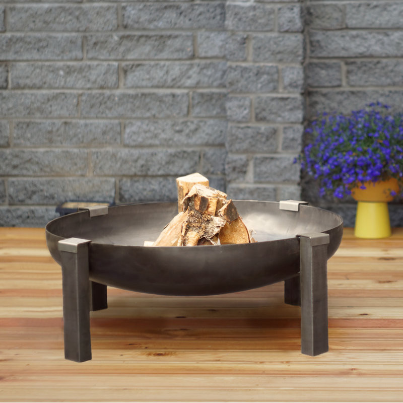 Redwood Rusting Steel Wood Burning Fire Pit  34.5