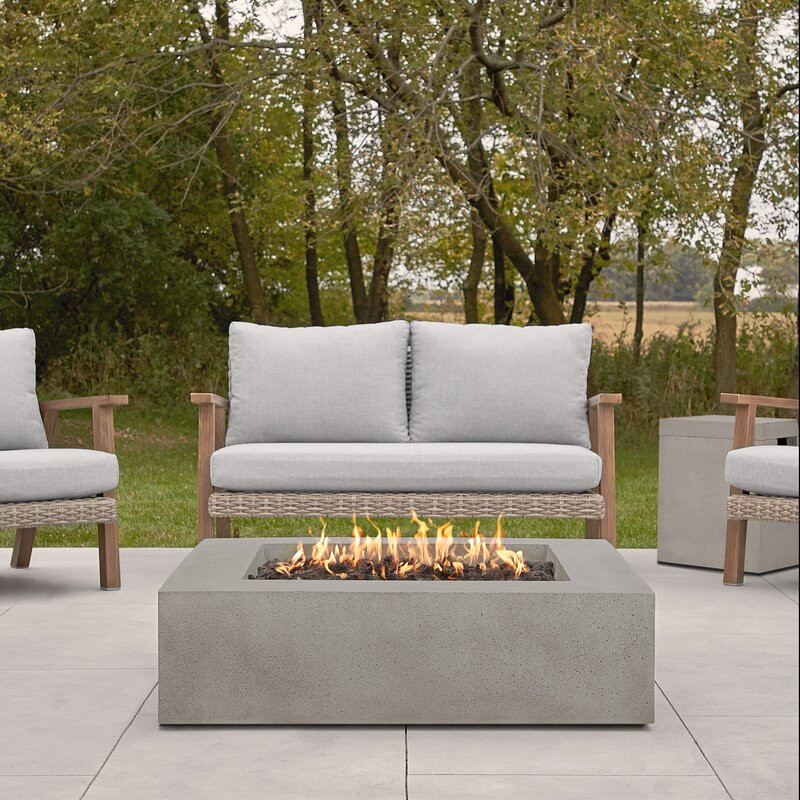 Ashling 42" Square Concrete Propane Fire Pit Table by Jensen Co.