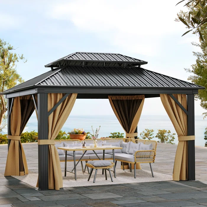 14 Ft. W x 12 Ft. D Aluminium Patio Gazebo