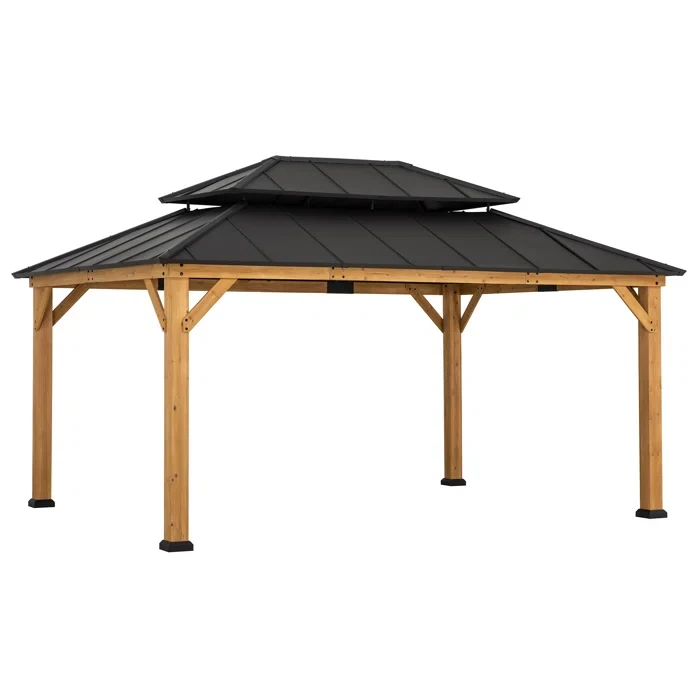 16 Ft. W x 12 Ft. D Solid Wood Patio Gazebo