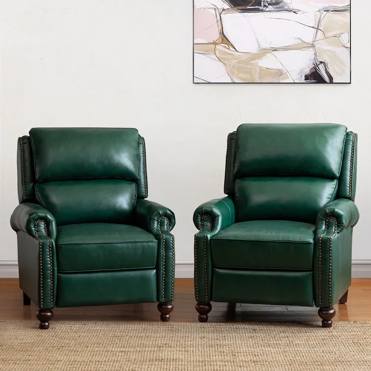 Anre Genuine Leather Recliner With Nail Head Trim (Set of 2)