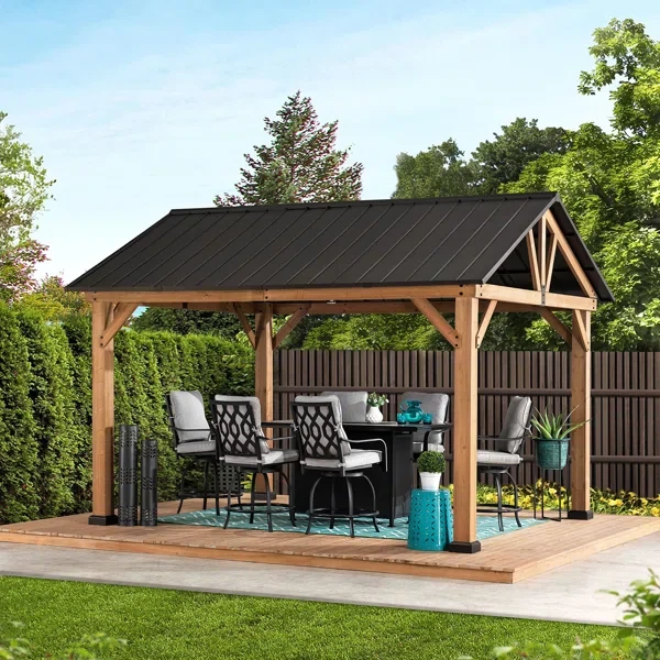 13 Ft. W x 11 Ft. D Solid Wood Patio Gazebo