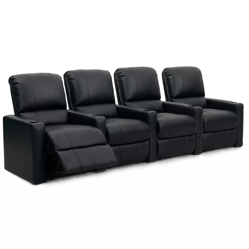 Faux Leather Home Theater Seating with Cup Holder