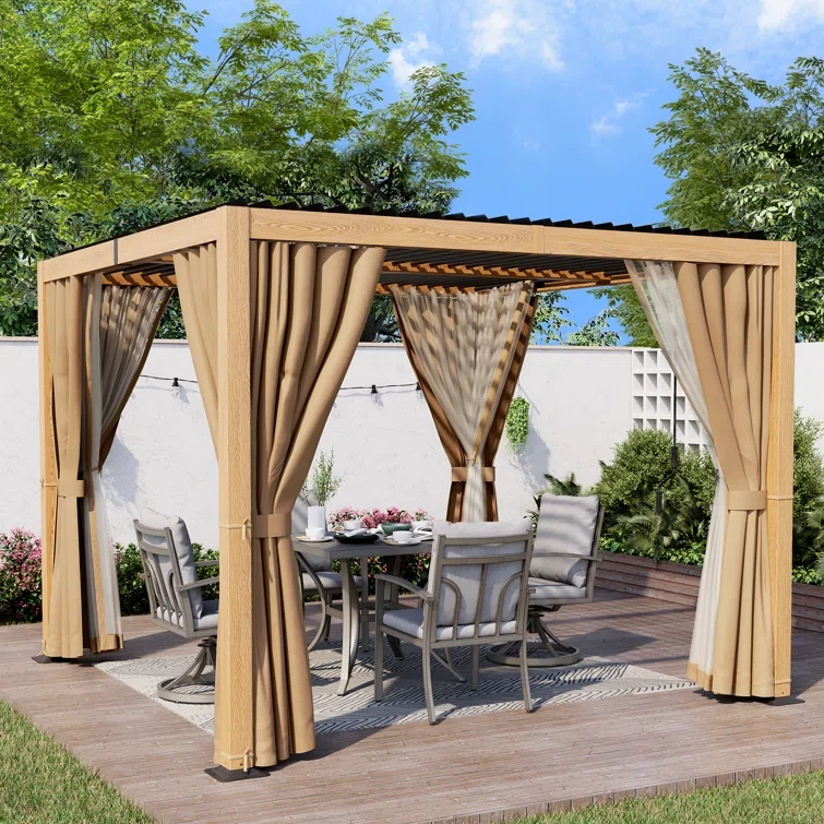 10 Ft. W x 10 Ft. D Aluminum Louvered Pergola with Adjustable Canopy