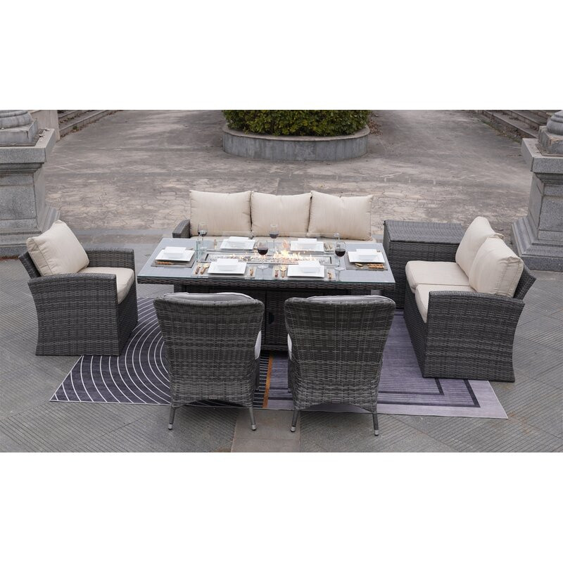 Aerial 8 - Person Outdoor Seating Group with Cushions