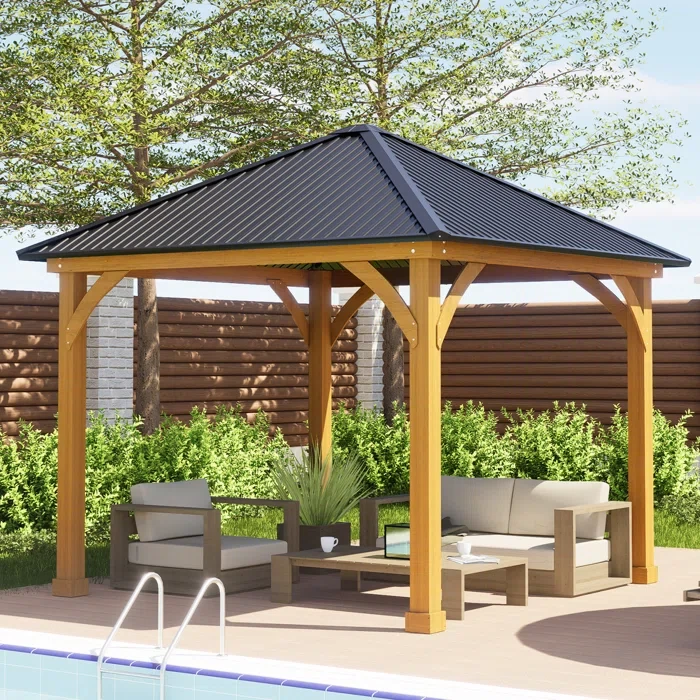 10 Ft. W x 10 Ft. D Wood Patio Gazebo