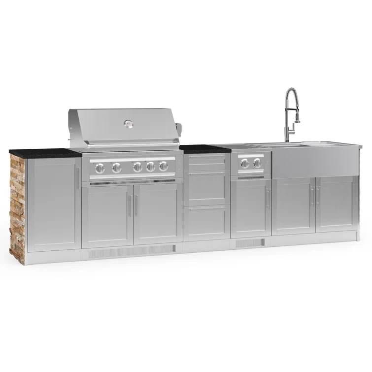 Outdoor Kitchen Signature Series 10 Piece Cabinet Set with 36 in. Propane Gas Platinum Grill