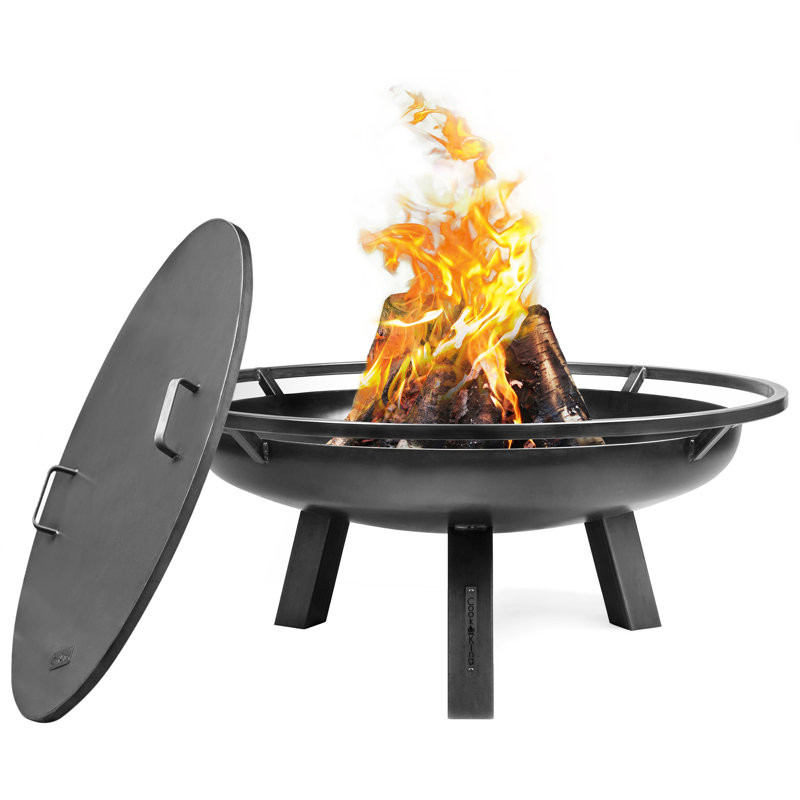 Ballimamore Steel Wood Burning Outdoor Fire Pit with Lid 16" H x 37.4" W x 37.4" D