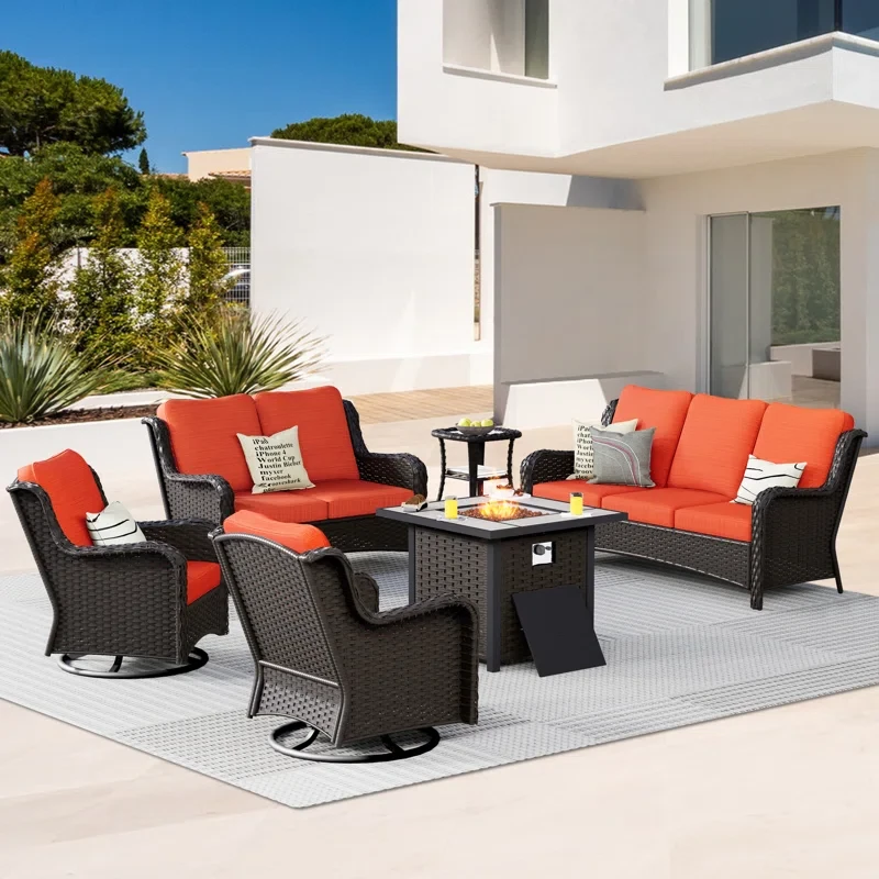 24.8" H x 30" W x 30" D 8 - Person Outdoor Seating Group with Cushions