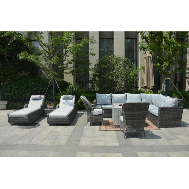 Algird 9 - Person Outdoor Seating Group with Cushions