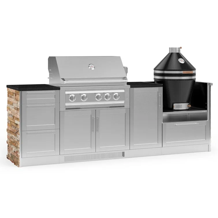 Outdoor Kitchen Signature Series 8 Piece Cabinet Set with 36 in. Propane Gas Platinum Grill