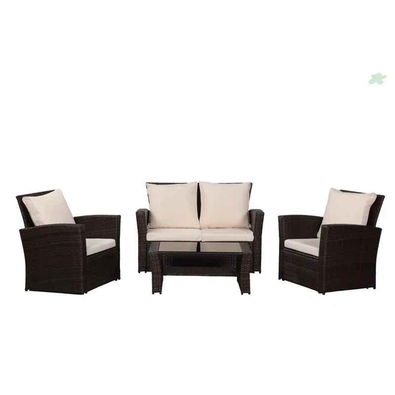 4-Pieces Outdoor Patio Furniture Set PE Rattan Wicker