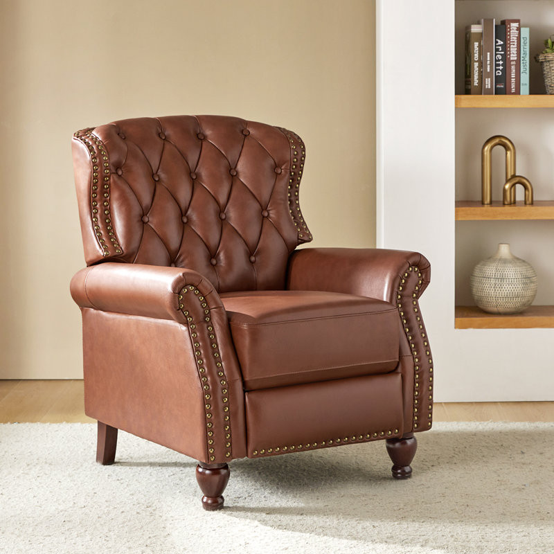 Abruzzino 34.5'' Wide Manual Standard Genuine Leather Recliner