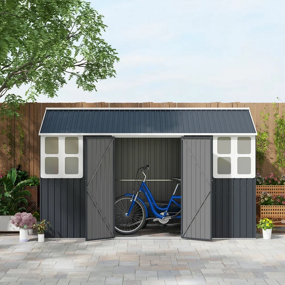 12 ft. W x 6 ft. D Galvanized Steel Horizontal Storage Shed