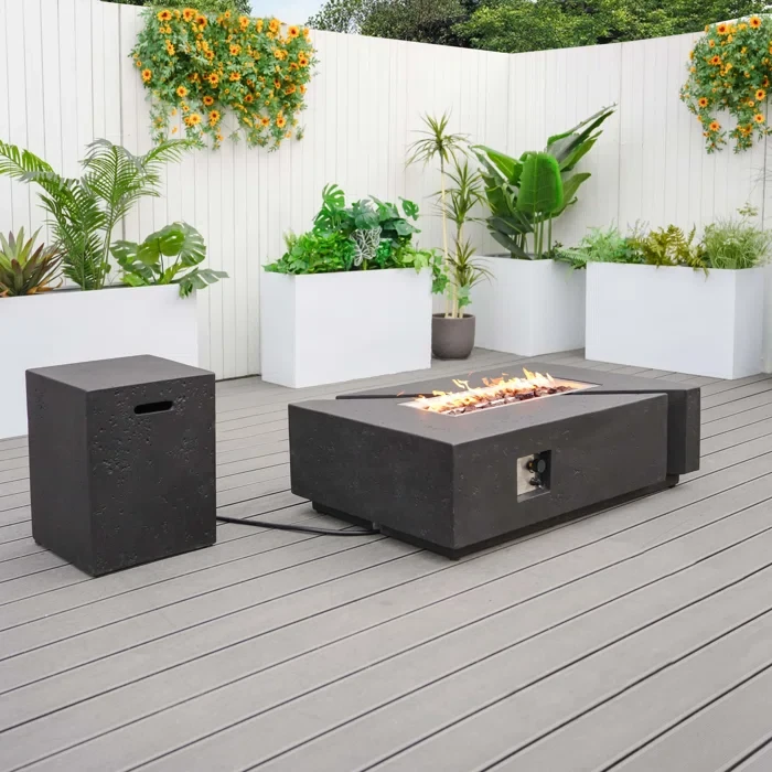 Flinda Concrete Propane Outdoor Fire Pit Table