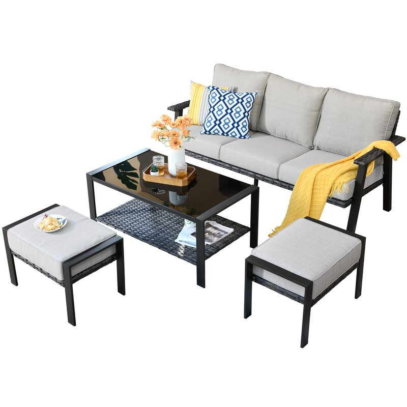 Aisatou 3 - Person Outdoor Seating Group with Cushions