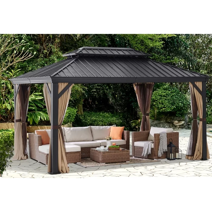 14 Ft. W x 10 Ft. D Metal Patio Gazebo