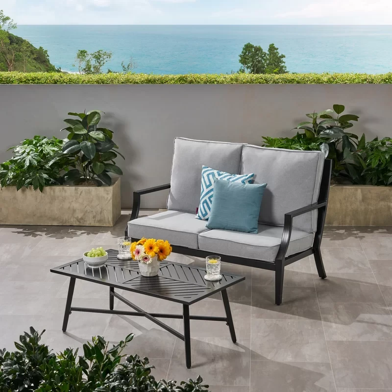 Elija Outdoor 2 Piece Sofa Seating Group with Cushions