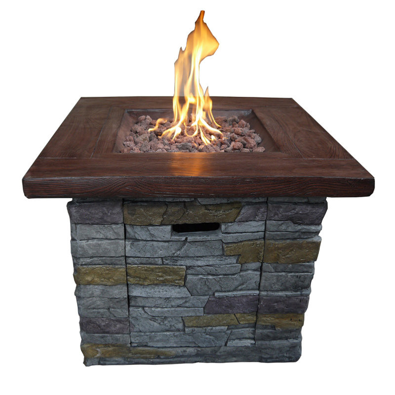 Gas Fire Pit With Lava Rocks And Control Panel