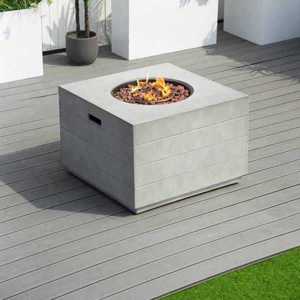 Allecia 24.8'' H x 34.5'' W Magnesium Oxide Propane Outdoor Fire Pit Table with Lid