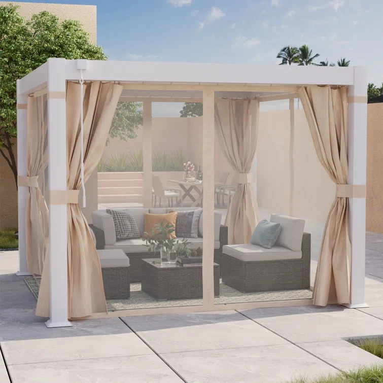 10 Ft. W x 10 Ft. D Aluminum Pergola with Canopy