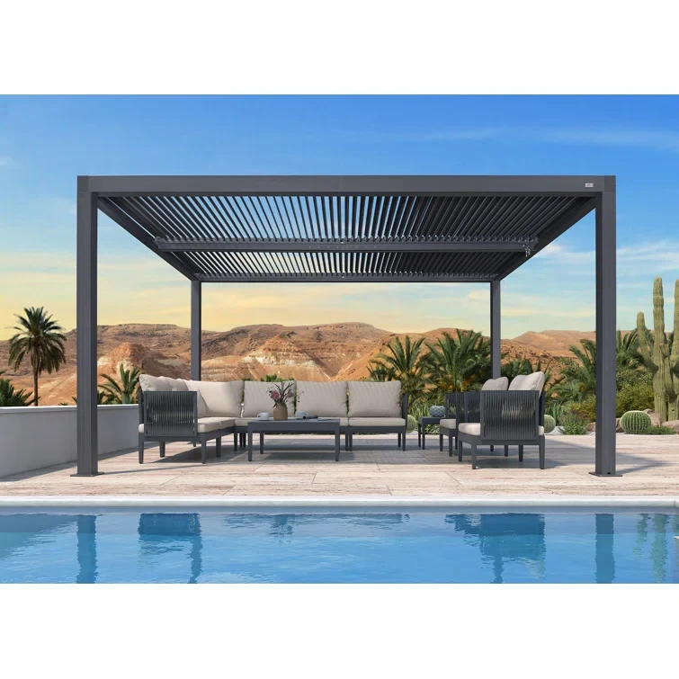 Louvered Pergola 10' x 14' Outdoor Aluminum Pergola with Adjustable Roof