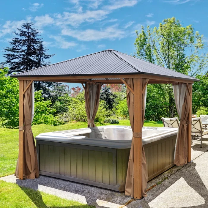 10 Ft. W x 10 Ft. D Aluminum Gazebo with PC Roof