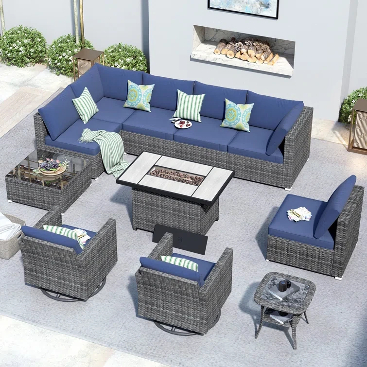 8 - Person Outdoor Seating Group with Cushions & Firepit