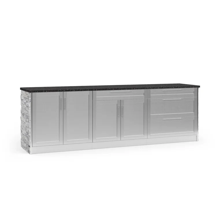 Outdoor Kitchen Signature Series 4 Piece Cabinet Set with Bar Cabinet and Granite Top