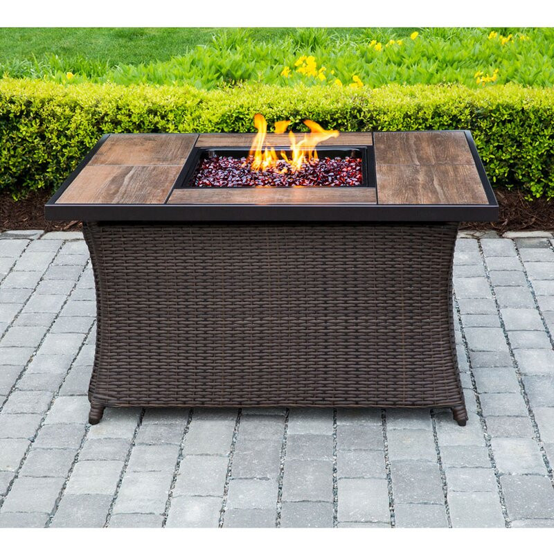 Oakern Wicker Propane Fire Pit Table