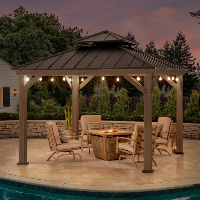 Sunjoy 11 Ft. W x 11 Ft. D Solid Wood Pation Gazebo