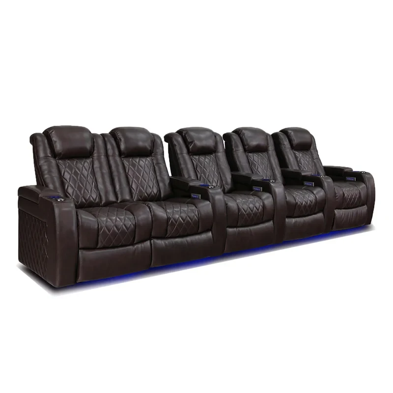 Tuscany Leather Home Theater Seating with Cup Holder