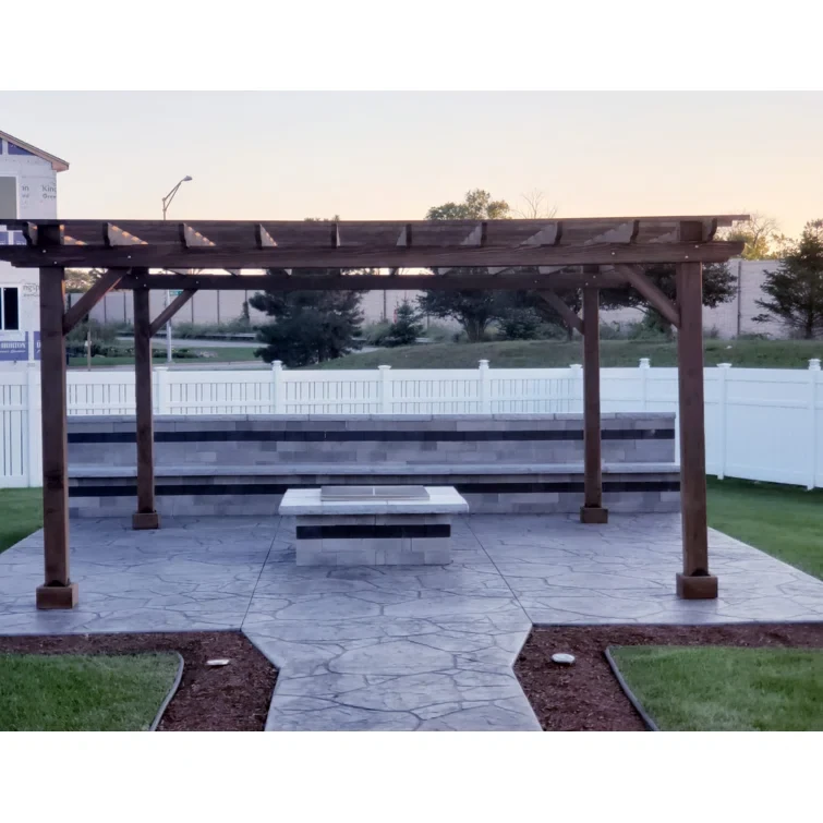 18 ft. W x 18 ft. D Solid Redwood Pergola