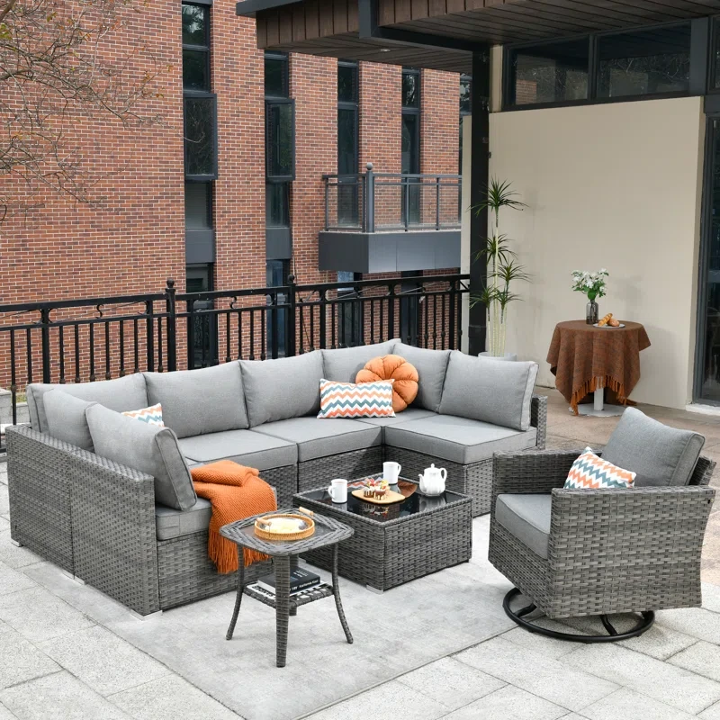 Yeghishe 7 - Person Outdoor Seating Group with Cushions