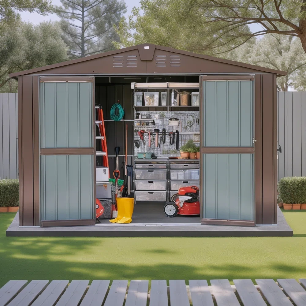 74.76" H x 92.88" W x 68.52" D Metal Storage Shed