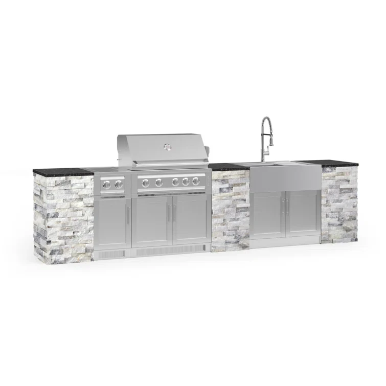 Outdoor Kitchen Signature Series 11 Piece Cabinet Set with 36 in. Natural Gas Platinum Grill