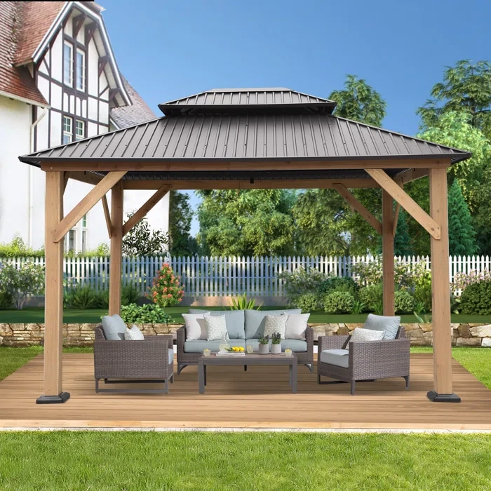 10 Ft. W x 12 Ft. D Solid Wood Patio Gazebo