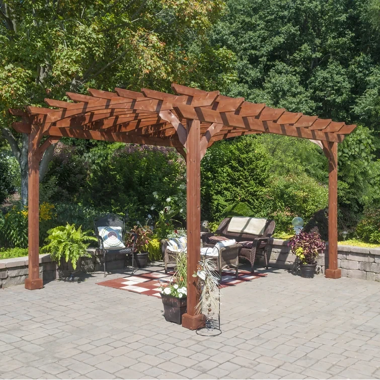 12 Ft. W x 10 Ft. D Solid Wood Pergola