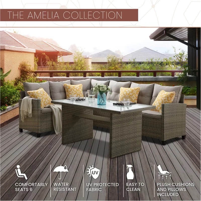 Jameown 6 - Person Outdoor Seating Group with Cushions