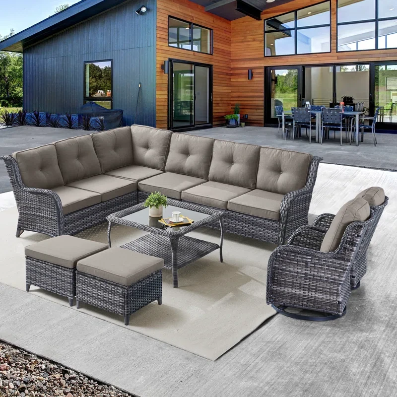 Tannar 8 Person Outdoor Sectional Seating Group with Cushions