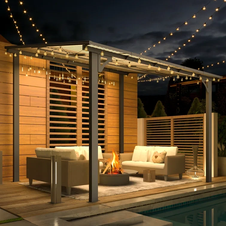 10 ft x 8 ft Aluminum Pergola with Canopy