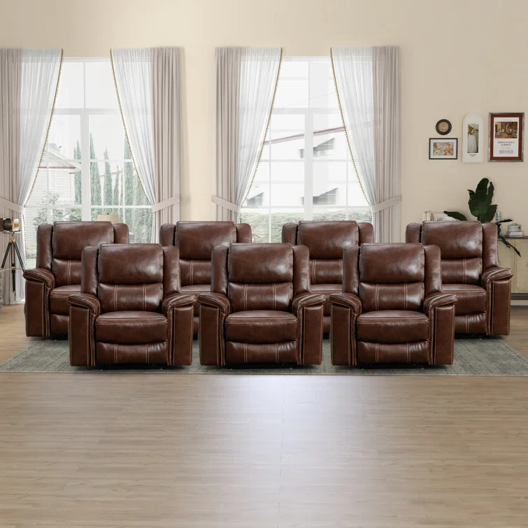 Leather Home Theater Seat with Cup Holder (Set of 7)