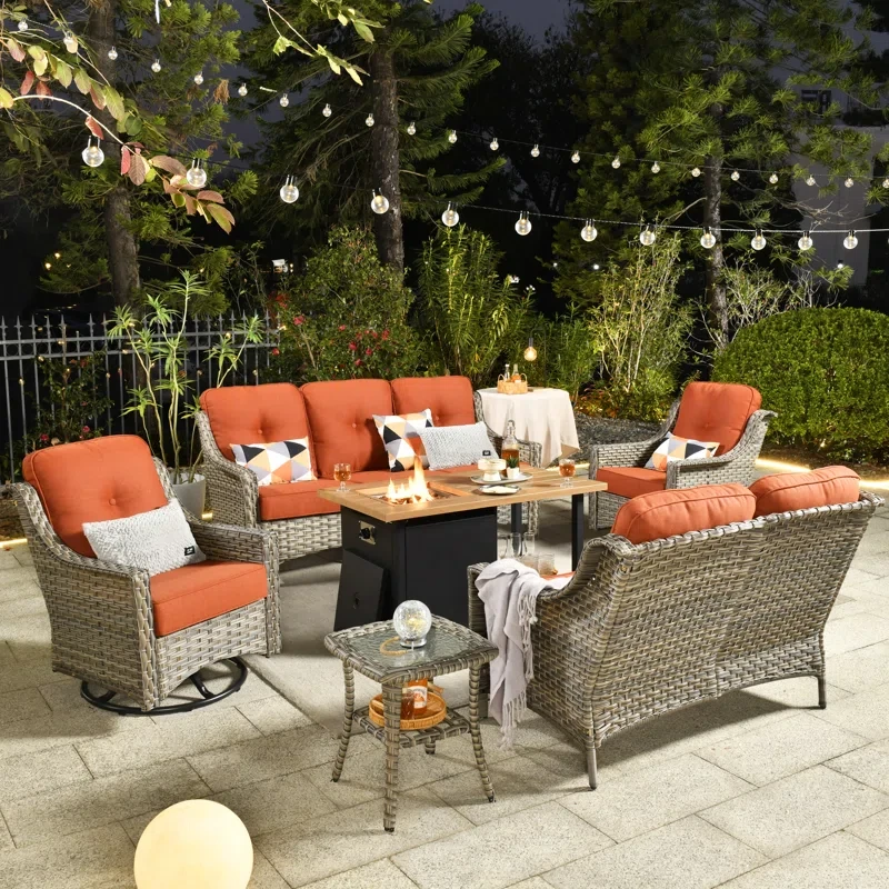 Elysha 7 - Person Outdoor Seating Group with Cushions