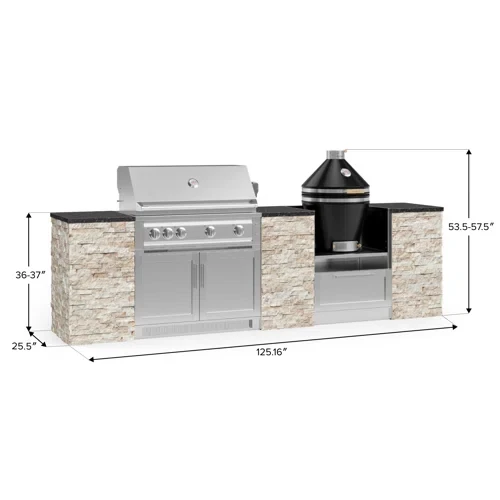 Outdoor Kitchen Signature Series 9 Piece Cabinet Set with 40 in. Natural Gas Platinum Grill