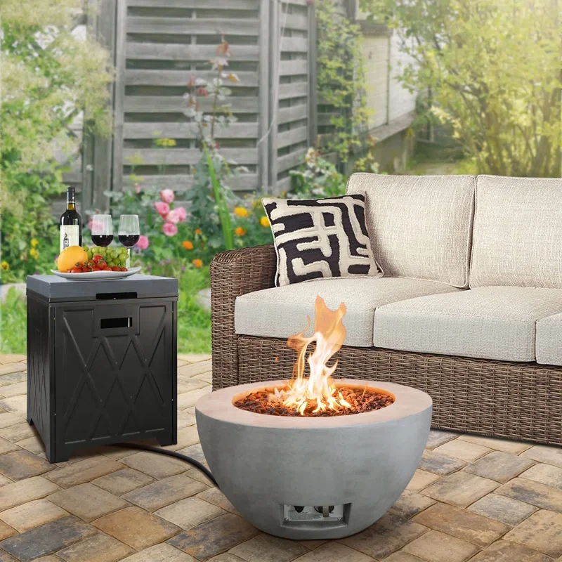 13.4" H x 25" W Concrete Propane Outdoor Fire Pit