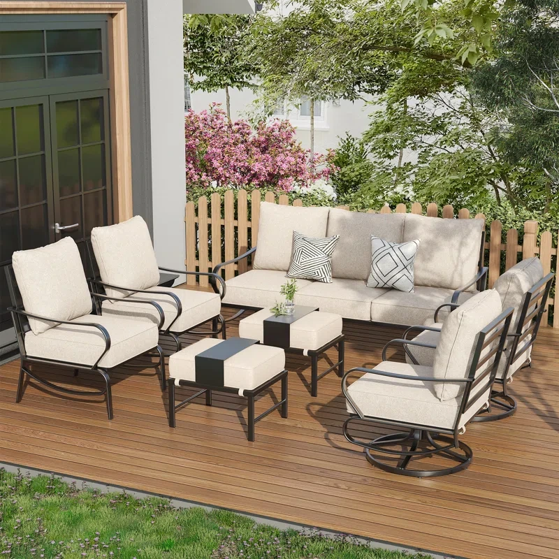 9-Person Patio Conversation Set With 2 Swivel Chair